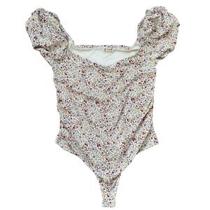 Free People Bella Puff Sleeve Floral Bodysuit